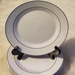 White Bone China Platinum Rimmed Salad Plate Set 8